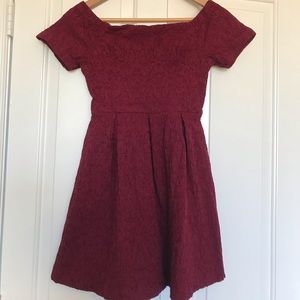 Wine/ red off shoulder dress